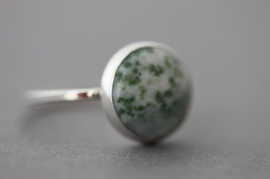Tree Agate Sterling Silver Ring - Size 8.75 US/CANADA