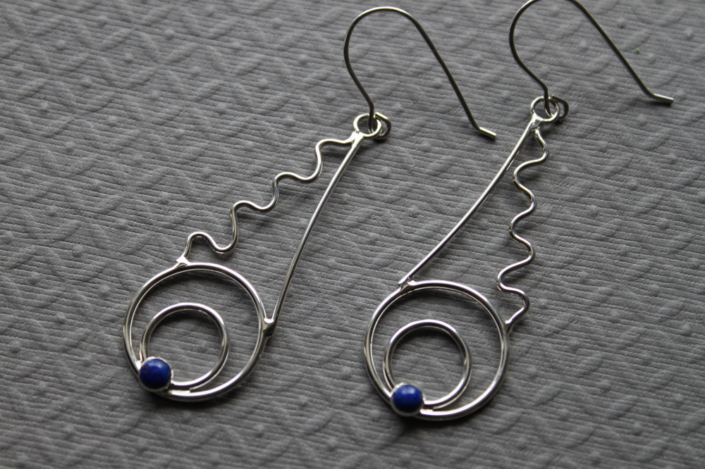 Sterling Lapis earrings - handcrafted - Whimsical Dream