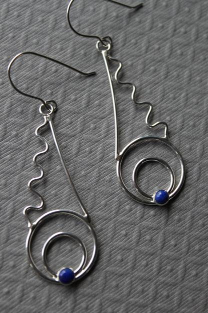 Sterling Lapis earrings - handcrafted - Whimsical Dream