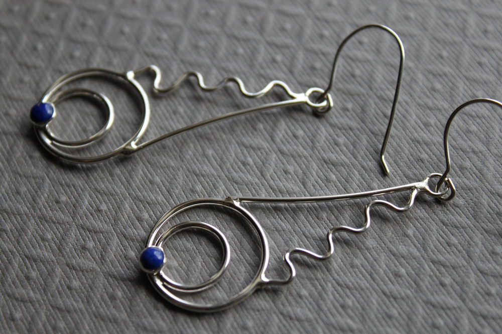 Sterling Lapis earrings - handcrafted - Whimsical Dream