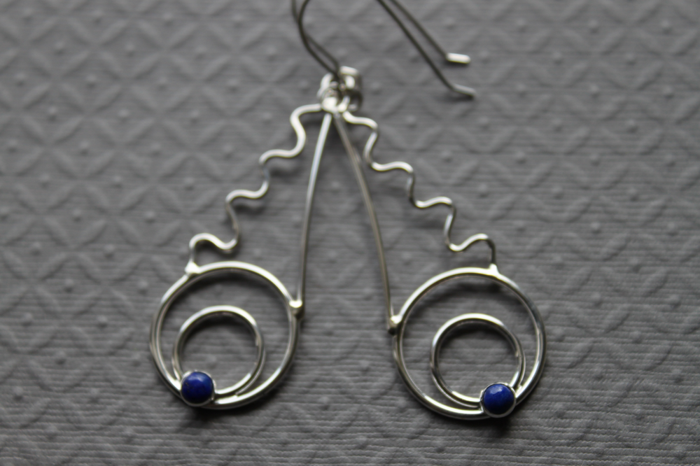 Sterling Lapis earrings - handcrafted - Whimsical Dream