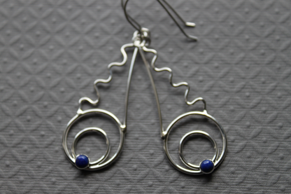 Sterling Lapis earrings - handcrafted - Whimsical Dream