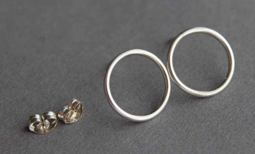 Sterling Circle post earrings - handcrafted