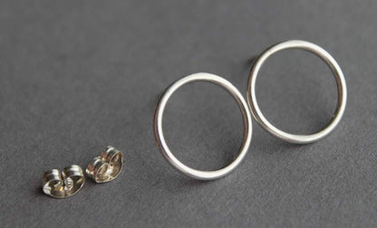 Sterling Circle post earrings - handcrafted