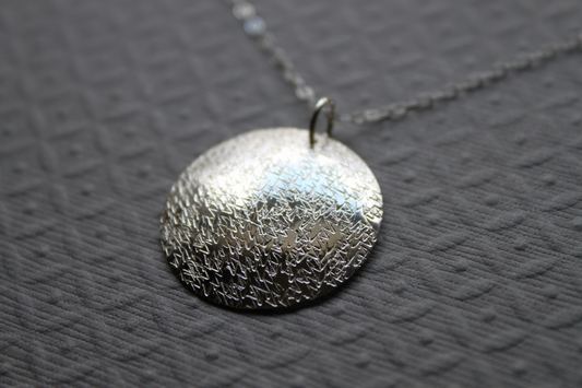 Sterling textured Circle necklace