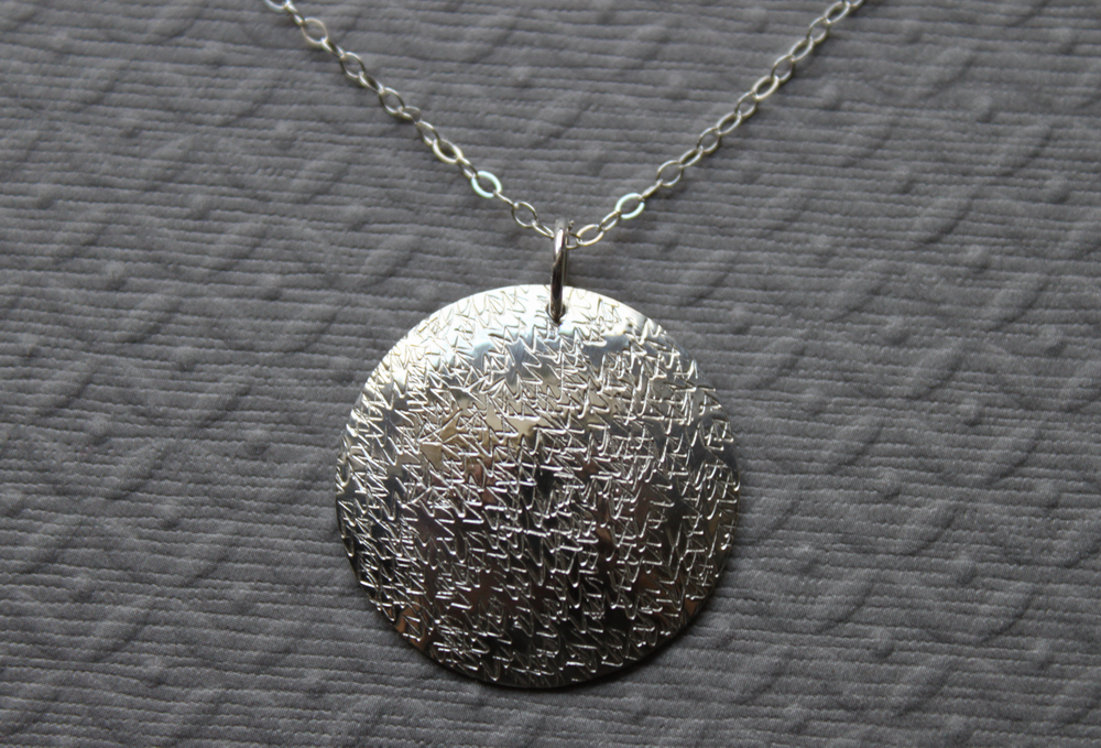 Sterling textured Circle necklace