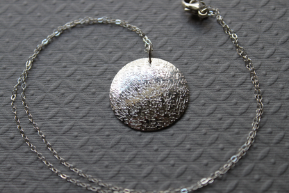 Sterling textured Circle necklace