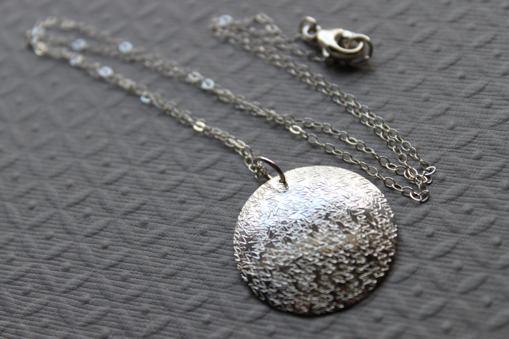 Sterling textured Circle necklace