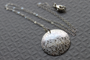 Sterling textured Circle necklace