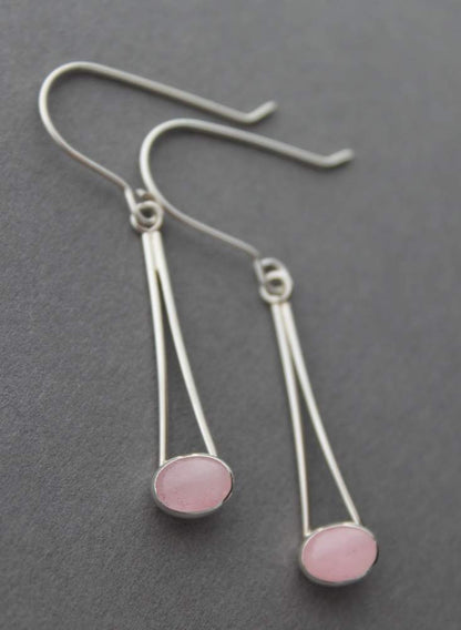 Sterling Rose Quartz earrings - Chop Sticks