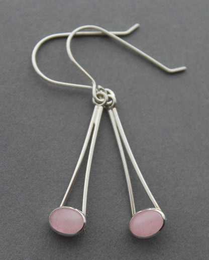 Sterling Rose Quartz earrings - Chop Sticks