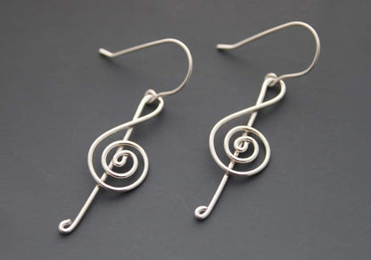 Sterling Treble Clef earrings - handcrafted