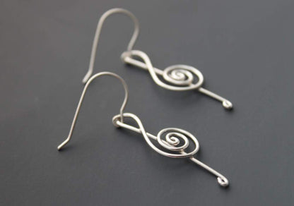 Sterling Treble Clef earrings - handcrafted