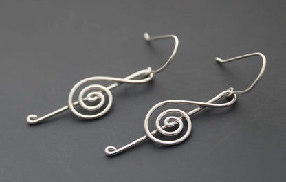 Sterling Treble Clef earrings - handcrafted