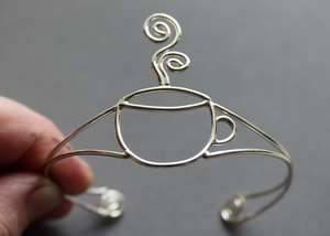Sterling Cuff Bracelet - handmade - Coffee Cup