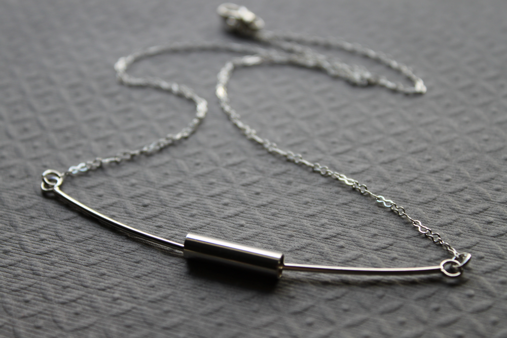 Sterling Bar tube necklace - handcrafted