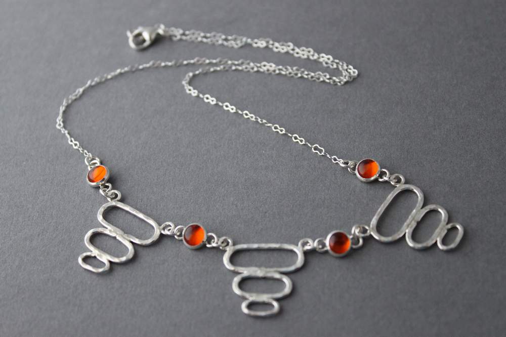 Sterling Amber necklace - handcrafted - Retro Bubbles