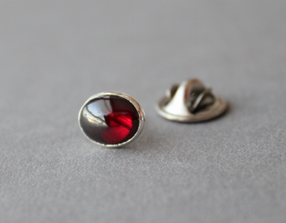 Sterling Garnet tie tack - handcrafted