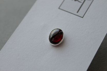 Sterling Garnet tie tack - handcrafted