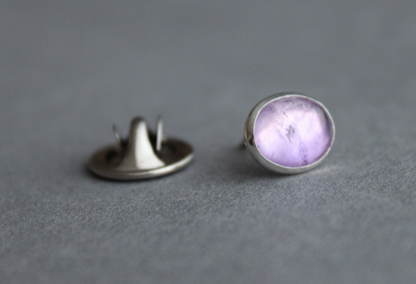 Sterling Lavender Amethyst tie tack - handcrafted