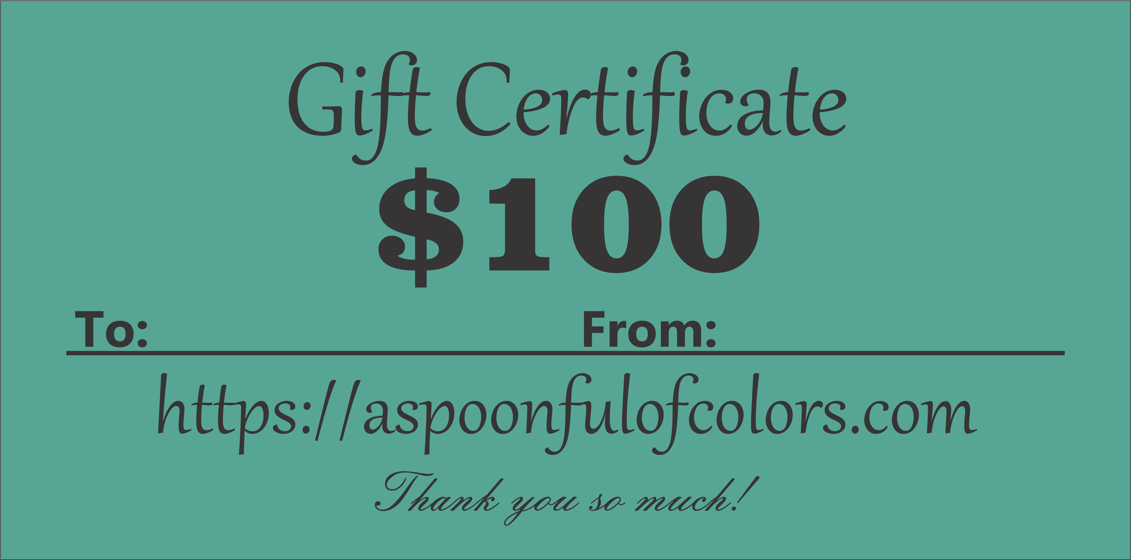 Gift Certificate $100 Value