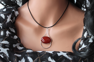 Sterling Carnelian choker necklace - Magical Orb