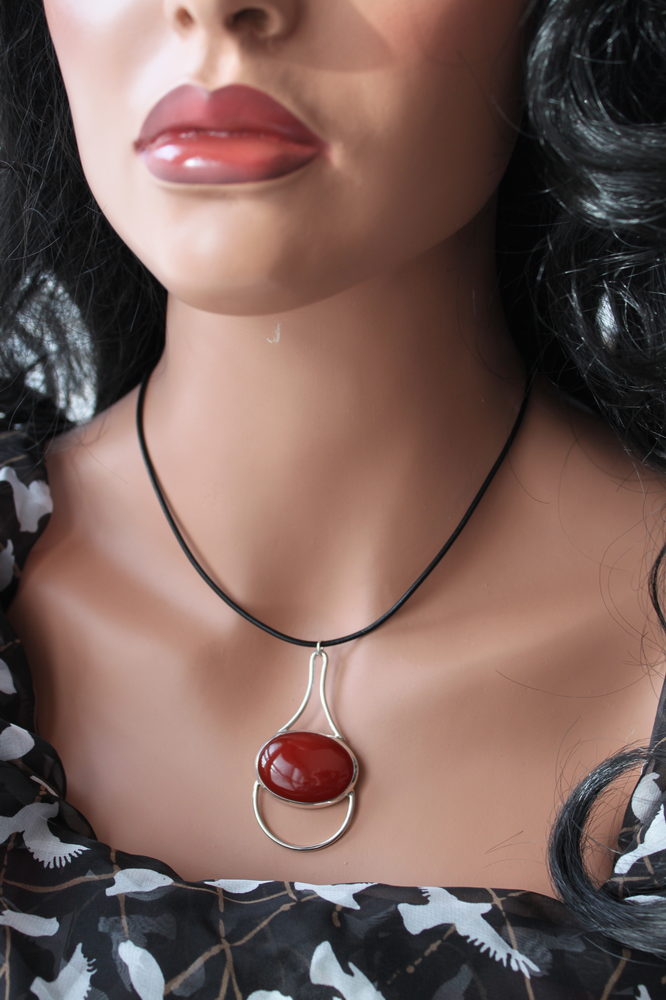 Sterling Carnelian choker necklace - Magical Orb