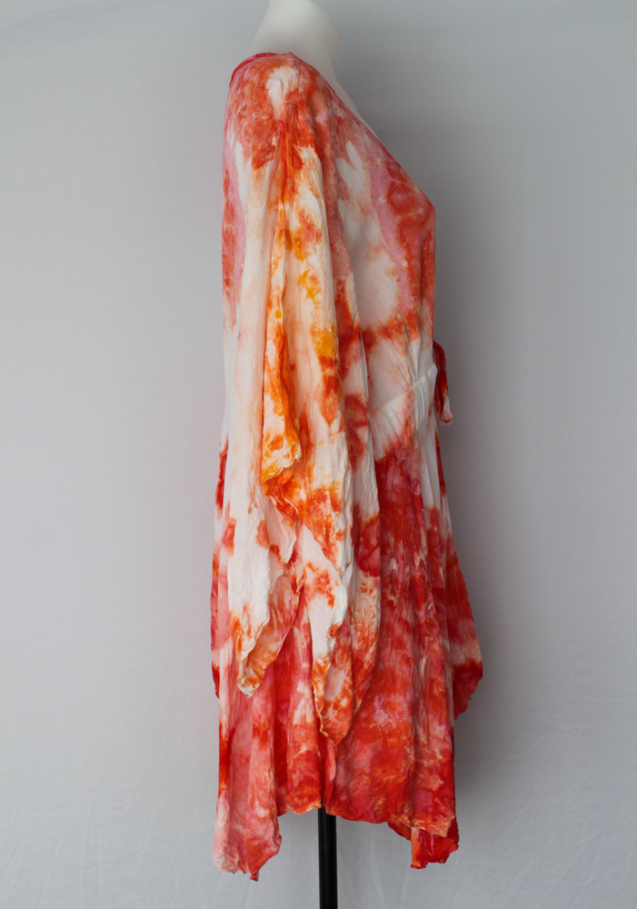 Tie dye Rayon Kimono Ice dye - size XXL - Angel Wings crinkle