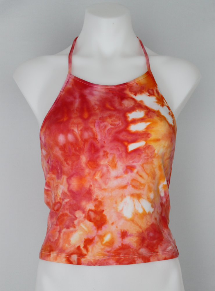 Halter crop top size Small - ice dye - Angel Wing crinkle