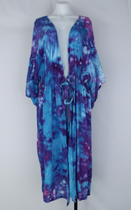 Long Kimono Duster - size XL - Blue Onyx crinkle