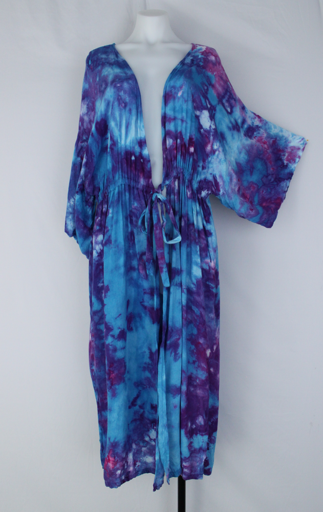 Long Kimono Duster - size XL - Blue Onyx crinkle