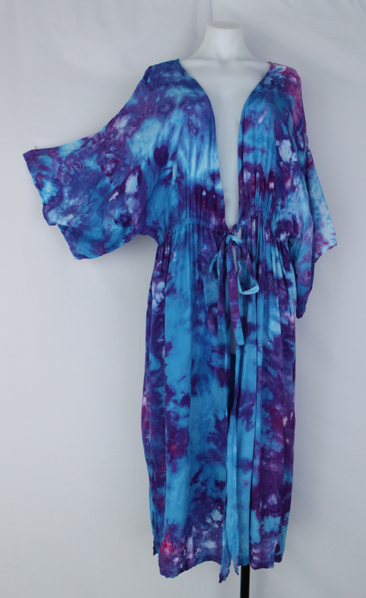 Long Kimono Duster - size XL - Blue Onyx crinkle