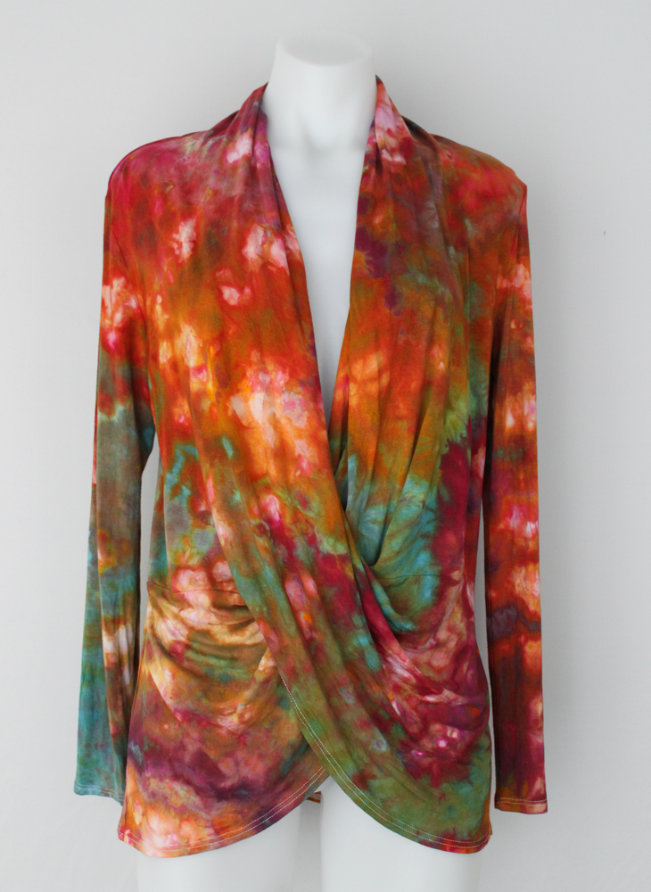 Wrap front tunic top Cardigan - size Small - Confetti crinkle