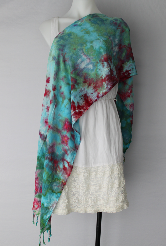 Tie dye rayon Scarf - ice dye - Cotton Candy (1)