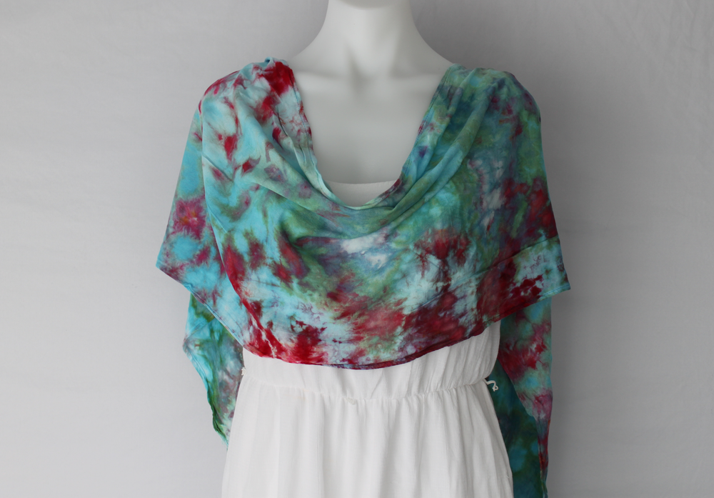 Tie dye rayon Scarf - ice dye - Cotton Candy (1)