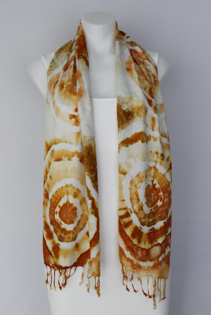 Rayon Scarf ice dyed - Ground Mustard bulls eye