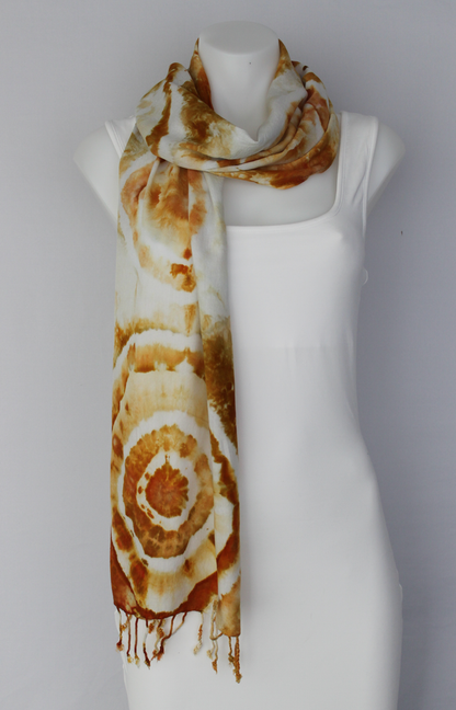 Rayon Scarf ice dyed - Ground Mustard bulls eye