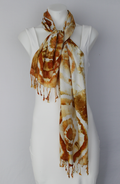 Rayon Scarf ice dyed - Ground Mustard bulls eye