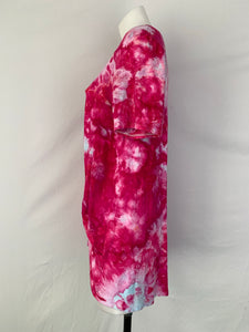 Knot front tunic short sleeve - size Medium - Pretty in Pink crinkle