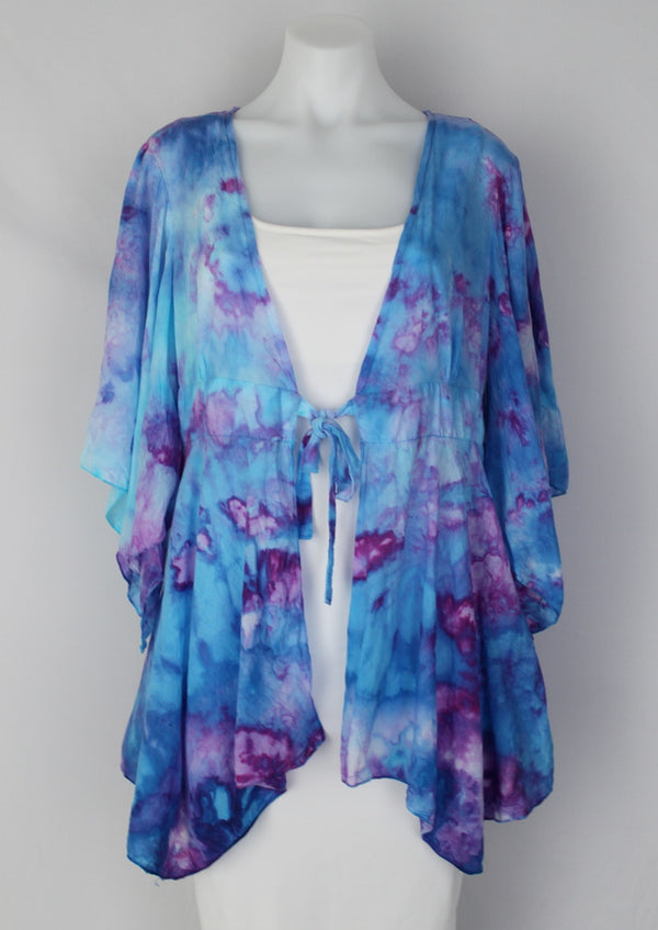 Kimono size SM / MD ice dye - Jessamine Blue crinkle – A Spoonful of Colors