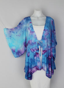 Kimono size SM / MD ice dye - Jessamine Blue crinkle