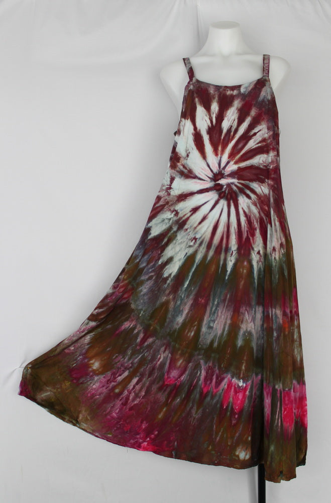 Long rayon sundress - size Medium - Raspberry Brownie spiral