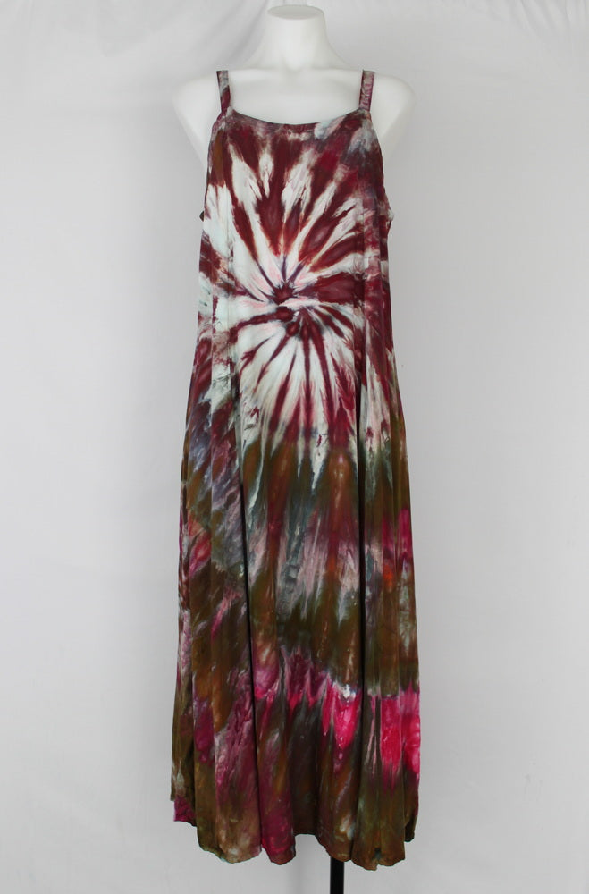 Long rayon sundress - size Medium - Raspberry Brownie spiral