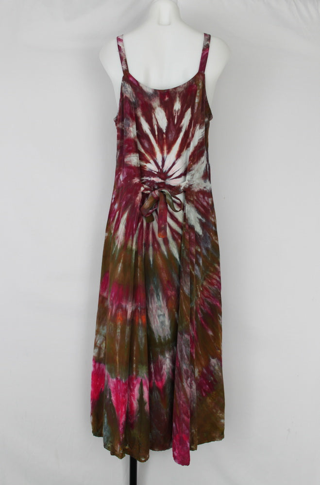 Long rayon sundress - size Medium - Raspberry Brownie spiral