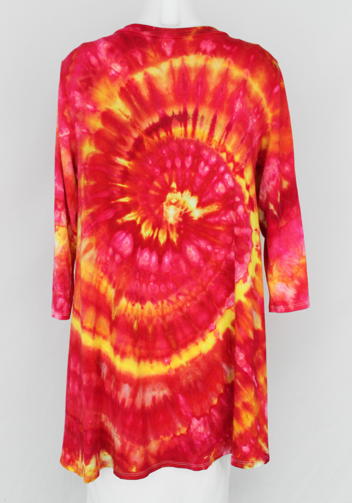 Tunic 3 quarter sleeve V neck - size XL - ice dye - Raspberry Lemonade twist