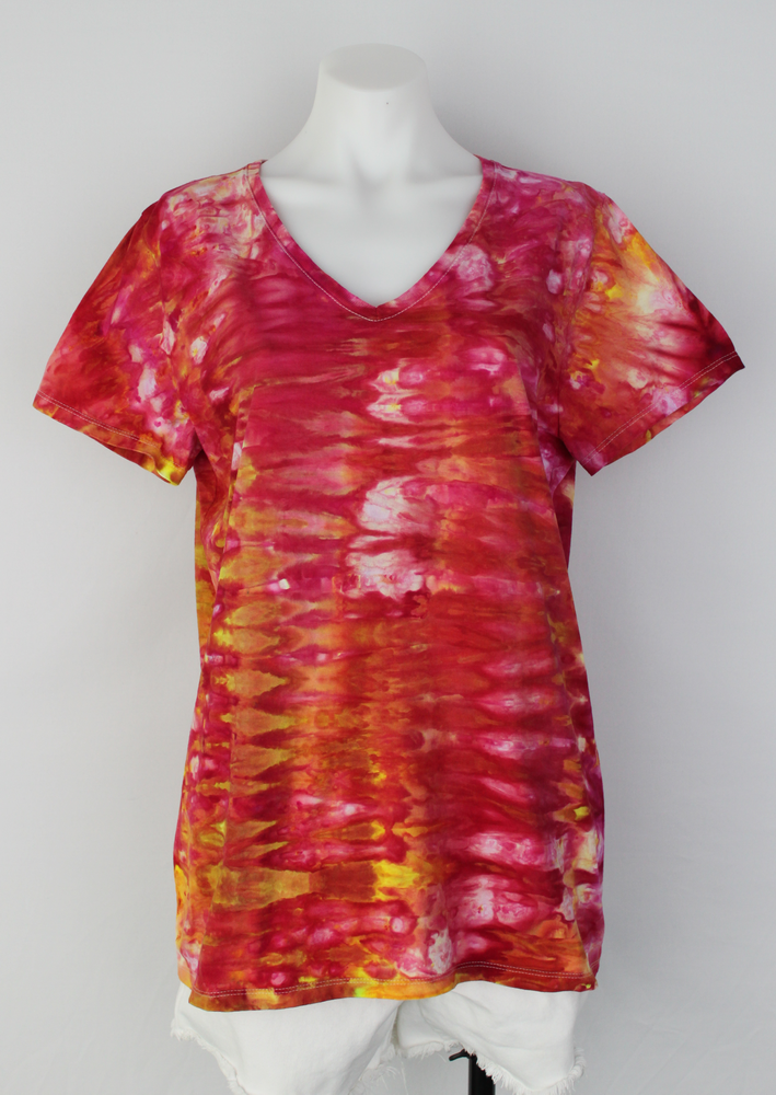 Ladies v neck t shirt - size XL - Raspberry Lemonade snakeskin