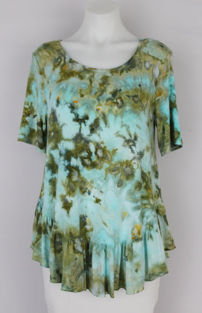 Ruffle hem tunic - size Medium - Sea Glass crinkle