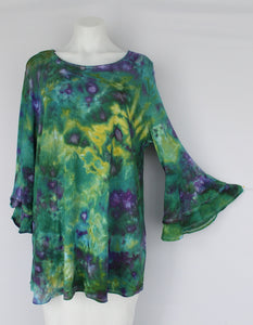 Double Layer 3 quarter bell sleeve Tunic size Large - Seaweed Forest