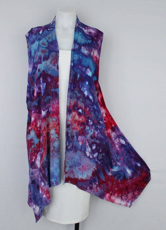 Vest Sleeveless Cardigan - size 3XL - Sky Tracks crinkle