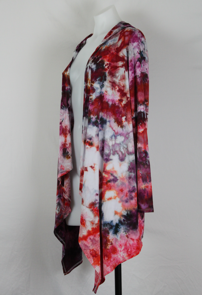 Tie dye hooded Cardigan size Small - Ice dye - Spring Blooms (1)